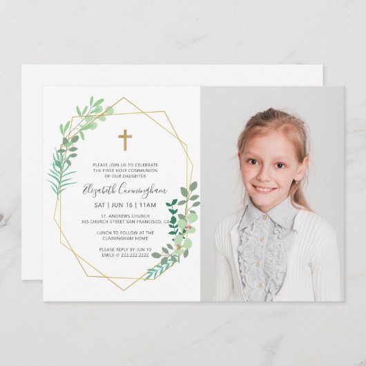 彼女の幾何学的な葉の十字架に対する初の交響 招待状 (正面/裏面)