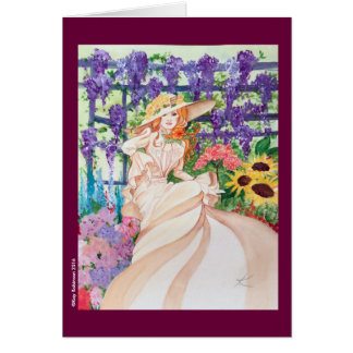 彼女の庭の美しくビクトリアンな女性