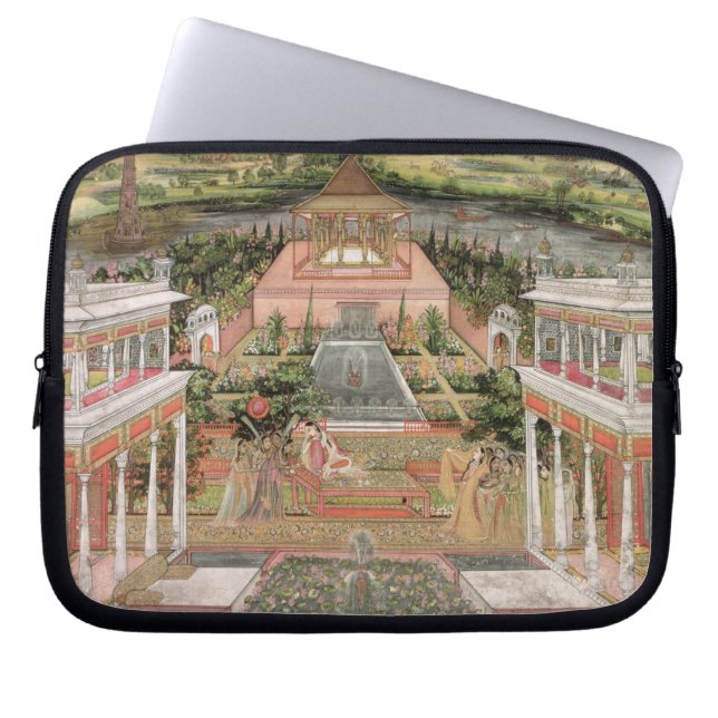 彼女の庭(紙のグワッシュ)のMughalのプリンセス ラップトップスリーブ (正面)