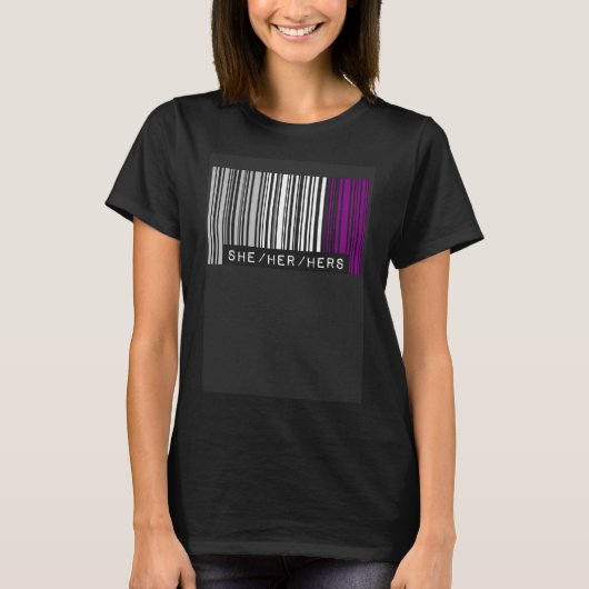 彼女の彼女の彼女の代名詞の無性プライドフラグBarcode A Tシャツ (正面)