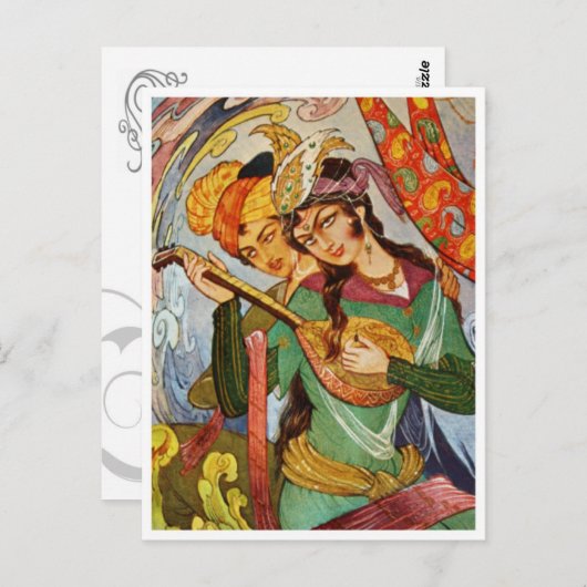 彼女の恋人のはがきを持つニンフ ポストカード (正面/裏面)