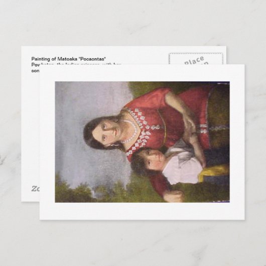 彼女の息子とポカホンタスの葉書。 ポストカード (正面/裏面)