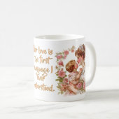 彼女の愛は私の最初の言語だった"引用文- Editable T コーヒーマグカップ (正面右)