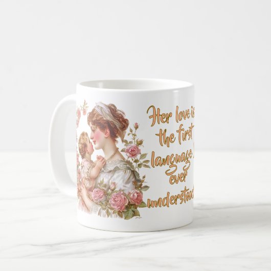 彼女の愛は私の最初の言語だった"引用文- Editable T コーヒーマグカップ (正面左)