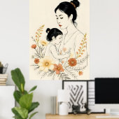 彼女の愛情あふれるケアのもとで花開く ポスター (ホームオフィス)