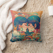 彼女の愛、彼女の方法 |レズビアンキスアールデコスタイル クッション (ブランケット)