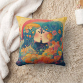 彼女の愛、彼女の方法 |レズビアンキスアールデコスタイル クッション (ブランケット)