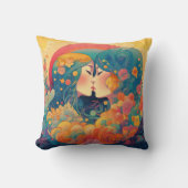 彼女の愛、彼女の方法 |レズビアンキスアールデコスタイル クッション (正面)