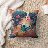 彼女の愛、彼女の方法 |レズビアンキスアールデコスタイル クッション (ブランケット)