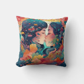 彼女の愛、彼女の方法 |レズビアンキスアールデコスタイル クッション (正面)