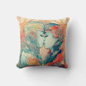 彼女の愛、彼女の方法 |レズビアンキスアールデコスタイル クッション (正面)