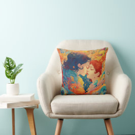 彼女の愛、彼女の方法 |レズビアンキスアールデコスタイル クッション