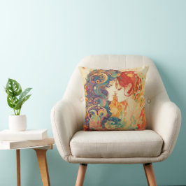 彼女の愛、彼女の方法 |レズビアンキスアールデコスタイル クッション