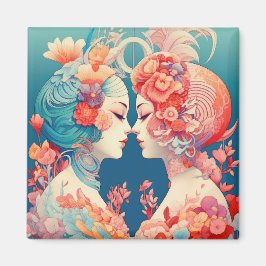 彼女の愛、彼女の方法 |レズビアンキスアールデコスタイル マグネット