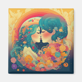 彼女の愛、彼女の方法 |レズビアンキスアールデコスタイル マグネット