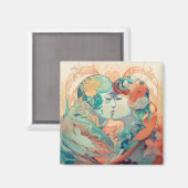 彼女の愛、彼女の方法 |レズビアンキスアールデコスタイル マグネット (正面/裏面)