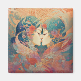 彼女の愛、彼女の方法 |レズビアンキスアールデコスタイル マグネット