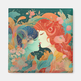 彼女の愛、彼女の方法 |レズビアンキスアールデコスタイル マグネット