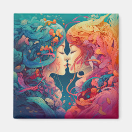 彼女の愛、彼女の方法 |レズビアンキスアールデコスタイル マグネット