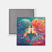 彼女の愛、彼女の方法 |レズビアンキスアールデコスタイル マグネット (正面/裏面)