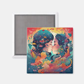 彼女の愛、彼女の方法 |レズビアンキスアールデコスタイル マグネット (正面/裏面)