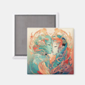 彼女の愛、彼女の方法 |レズビアンキスアールデコスタイル マグネット (正面/裏面)