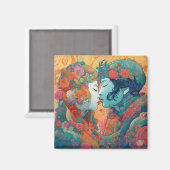 彼女の愛、彼女の方法 |レズビアンキスアールデコスタイル マグネット (正面/裏面)