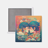 彼女の愛、彼女の方法 |レズビアンキスアールデコスタイル マグネット (正面/裏面)