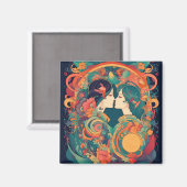 彼女の愛、彼女の方法 |レズビアンキスアールデコスタイル マグネット (正面/裏面)