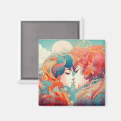 彼女の愛、彼女の方法 |レズビアンキスアールデコスタイル マグネット (正面/裏面)