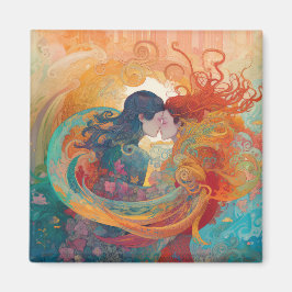 彼女の愛、彼女の方法 |レズビアンキスアールデコスタイル マグネット