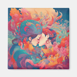 彼女の愛、彼女の方法 |レズビアンキスアールデコスタイル マグネット