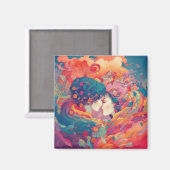 彼女の愛、彼女の方法 |レズビアンキスアールデコスタイル マグネット (正面/裏面)