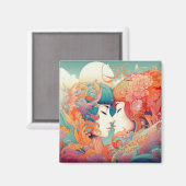 彼女の愛、彼女の方法 |レズビアンキスアールデコスタイル マグネット (正面/裏面)