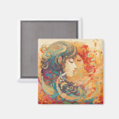 彼女の愛、彼女の方法 |レズビアンキスアールデコスタイル マグネット (正面/裏面)