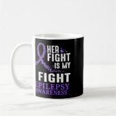彼女の戦いてんかん認識度紫のリボンepilept コーヒーマグカップ (左)