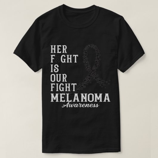 彼女の戦いは私たちの戦いメラノーマ皮膚認識度日 Tシャツ (デザイン正面)
