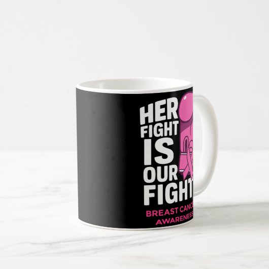 彼女の戦いは私たちの戦い – 乳がん認識度 コーヒーマグカップ (正面右)