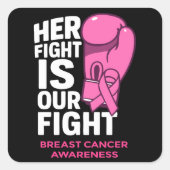 彼女の戦いは私たちの戦い – 乳がん認識度 スクエアシール (正面)