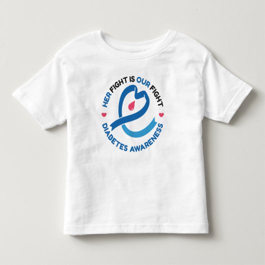 彼女の戦いは私たちの戦い - 糖尿病の意識向上 トドラーTシャツ (正面)