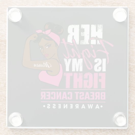 彼女の戦いは私の乳がん認識度 ガラスコースター (裏面)