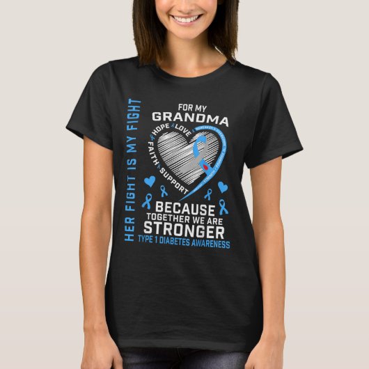 彼女の戦いは私の戦いおばあちゃんタイプ1糖尿病のシェール Tシャツ (正面)