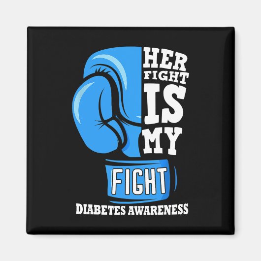 彼女の戦いは私の戦いボクシンググローブ糖尿病アワレン マグネット (正面)