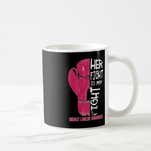 彼女の戦いは私の戦いボクシング手袋の乳がんA コーヒーマグカップ (右)