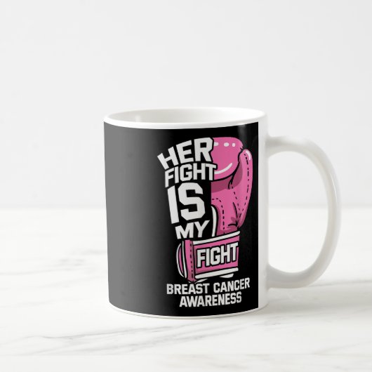 彼女の戦いは私の戦いボクシング手袋乳がん コーヒーマグカップ (右)