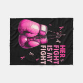 彼女の戦いは私の戦いボクシング手袋乳がん フリースブランケット (正面(横))