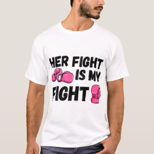 彼女の戦いは私の戦いボクシング手袋乳がん Tシャツ