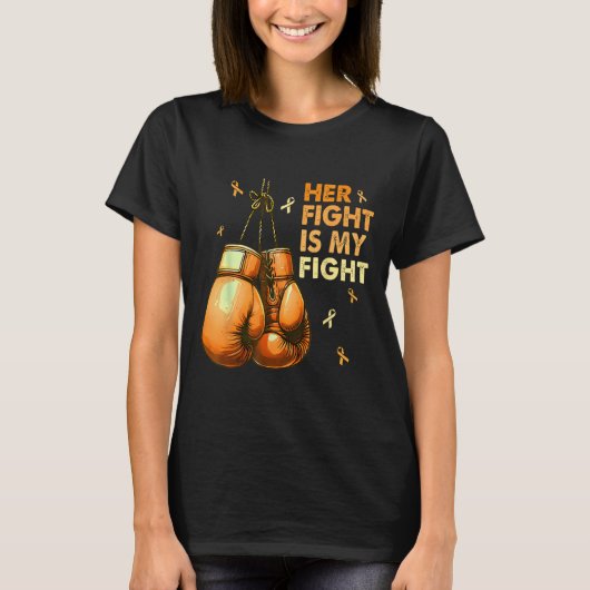 彼女の戦いは私の戦いボクシング手袋Ms認識度 Tシャツ (正面)