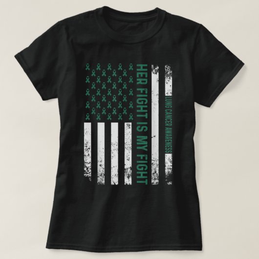 彼女の戦いは私の戦いリボン旗肺がん Tシャツ (デザイン正面)