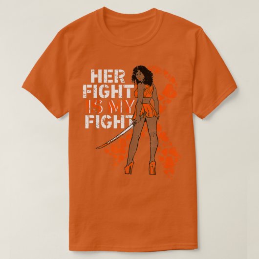 彼女の戦いは私の戦い白血病メラニン戦士アワ Tシャツ (デザイン正面)
